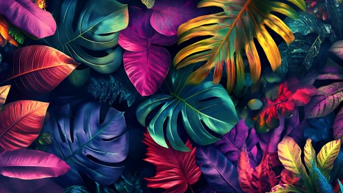 Chromatic tropical foliage array with luminous gradient tonality.