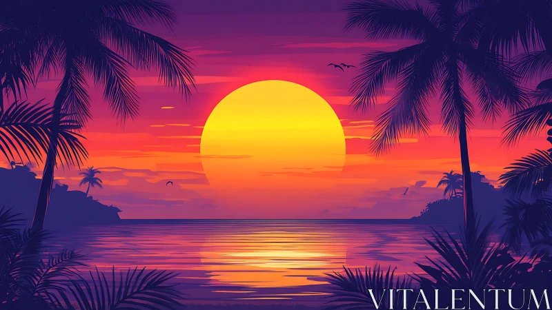 Glowing tropical sunset welcoming you to a calm island escape.