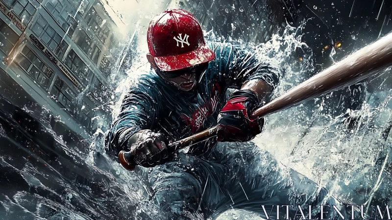 Urban thunder swing splashing through a storm of city light.