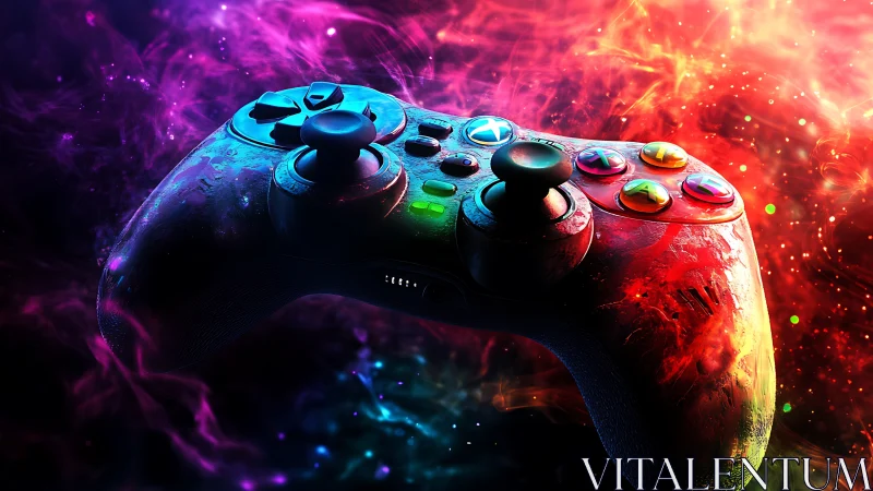 Gaming Controller with Volumetric Neon Light Effects