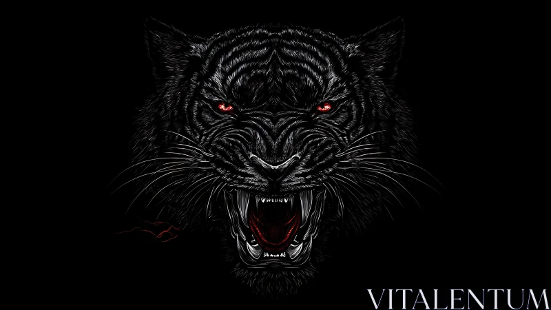 Snarling black panther head emerges from deep black void