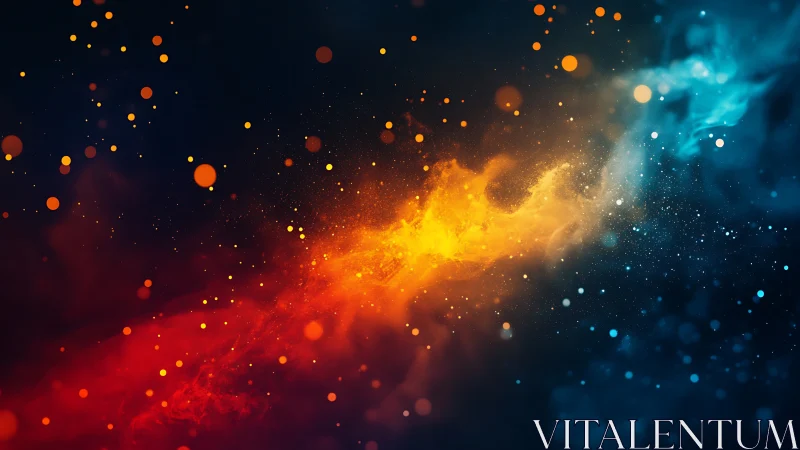 Fiery cosmic wave gently meets cool drifting stardust cloud