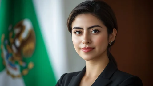 Confident young professional woman in formal attire, official portrait.