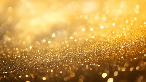 Shimmering Golden Glitter Abstract Background with Soft Bokeh.
