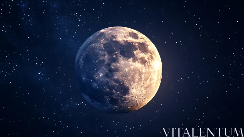 Full moon glows in a deep star-filled cosmic night sky