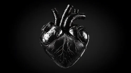 Striking black human heart sculpture glows in the dark