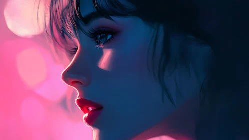 Neon-lit profile study with cinematic rim lighting gradients.