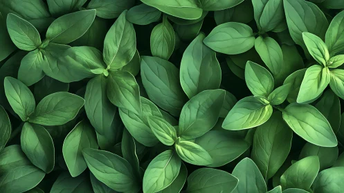 Lush basil leaves form a vibrant, densely layered green carpet.