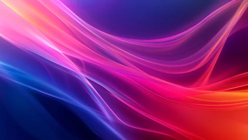 Abstract neon light waves on dark gradient background.