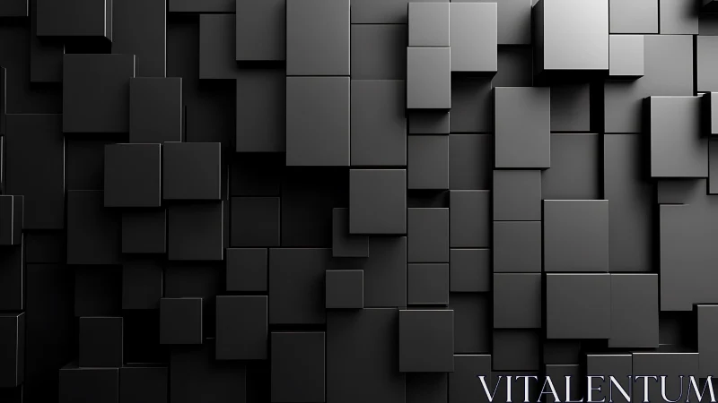 Midnight cube skyline rising in layered monochrome hush.