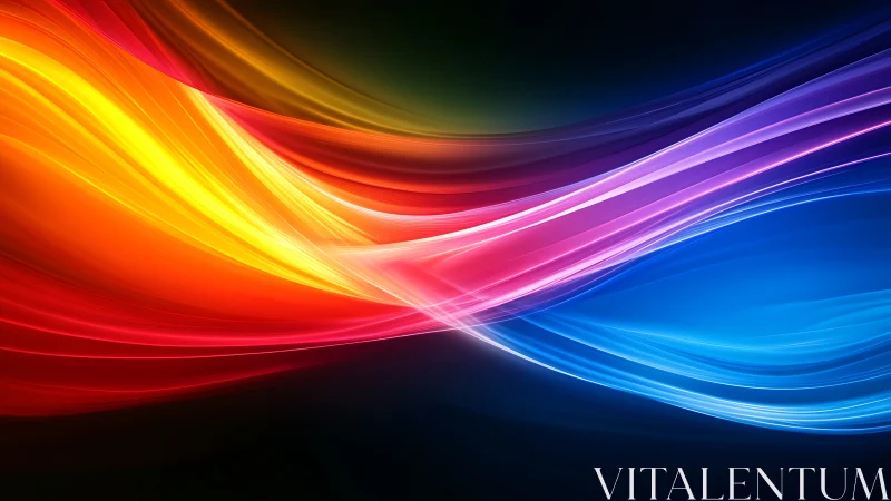 Digital painting of luminous chromatic waveforms in motion.