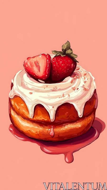 Sweet strawberry cake crowned with creamy frosting delight.