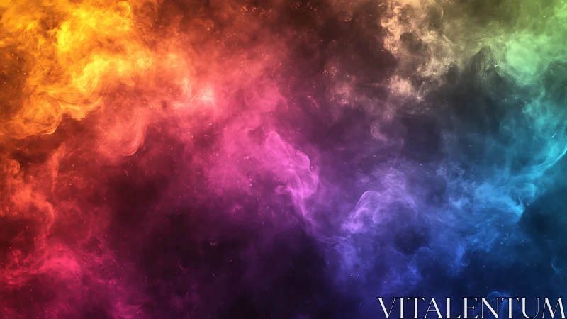 Multispectral nebula-like color clouds form dense radial gradient