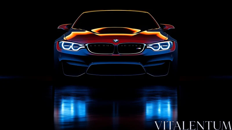 Neon predator sedan glows like liquid fire in the dark.