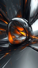 Molten chrome vortex spirals through reflective voidscape.
