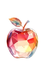 Prismatic crystal apple glowing with playful rainbow light.