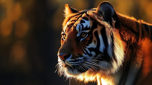 Sunset kindles a tiger’s quiet prowl into amber fire