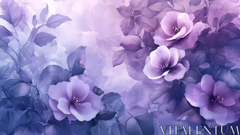 Purple Blossoms Rendered in Ethereal Digital Layers.