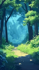 Sunlit Forest Path: Where Light Dances Through Green.