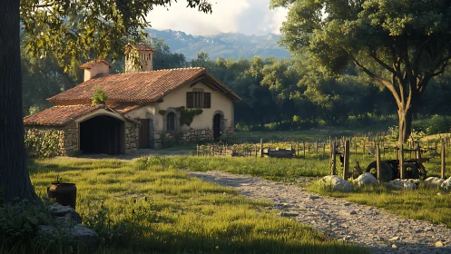 Sunlit country cottage welcomes quiet moments in nature