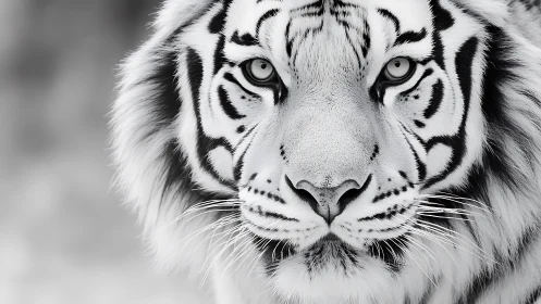 Monochrome tiger gaze humming with quiet stormlight focus.