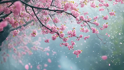 Cherry Blossoms Dancing in Soft Spring Light.