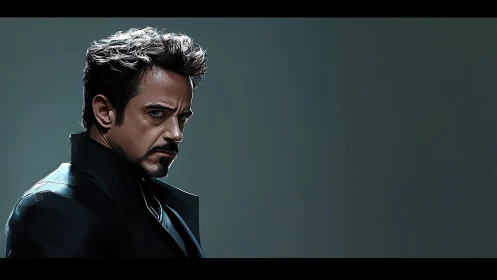 Stylized male portrait with dramatic side lighting