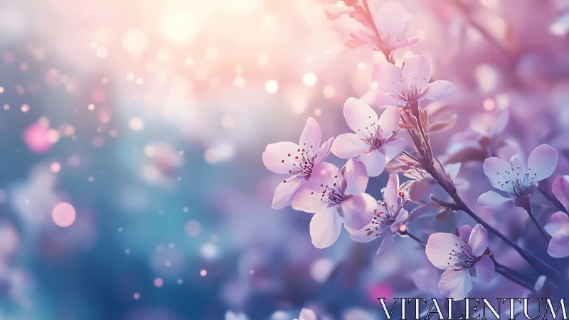Ethereal Cherry Blossoms with Luminescent Bokeh.