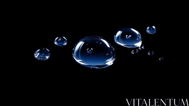 Midnight water droplets glow softly in a peaceful dark space
