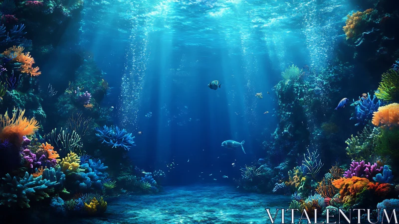 Sunlit coral cathedral where rainbow reefs quietly bloom.