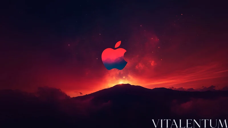 Celestial tech emblem rising above a molten twilight horizon.