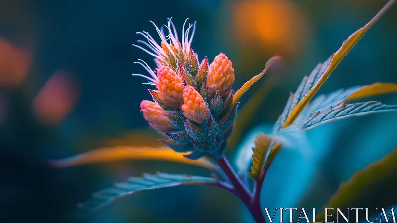 Close-up macro view isolates clustered flower buds