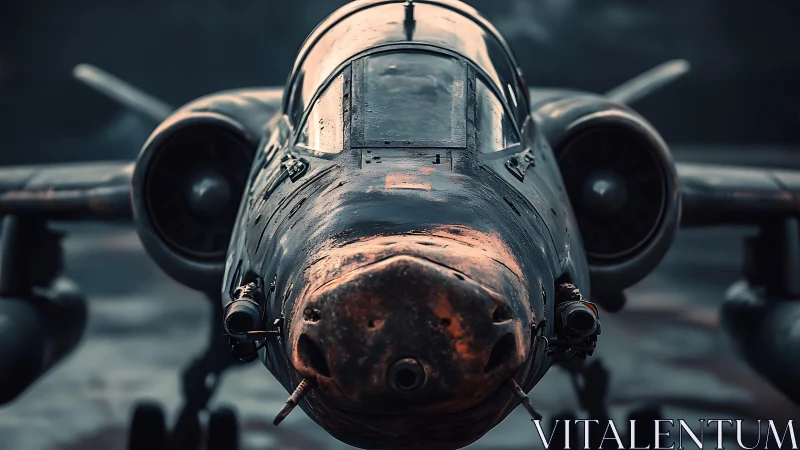 Weathered attack jet rendered in cinematic photoreal detail