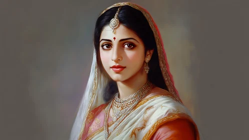Digital portrait shows woman in traditional Indian attire