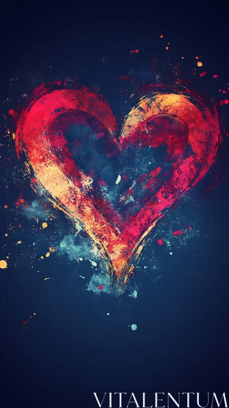 Glowing heart shape rendered with particle effects and luminous color gradation.