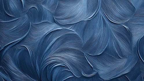 Curved blue impasto strokes form flowing sculptural surface