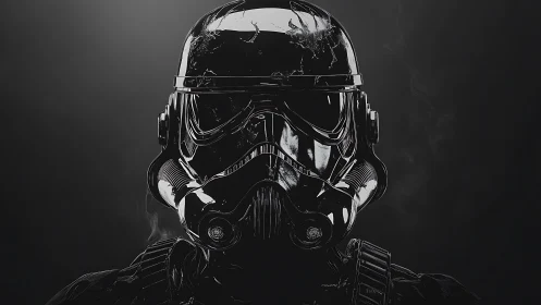 3D parametric portrait of armored sci‑fi helmeted soldier.