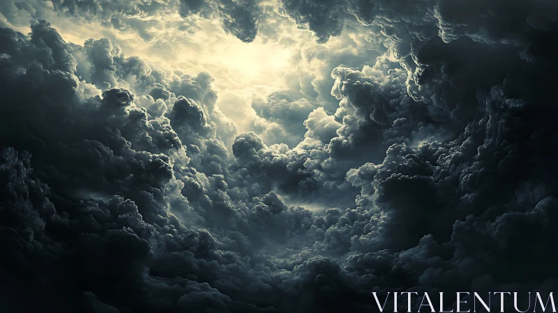 Volumetric cumulonimbus vortex with dramatic zenith backlighting