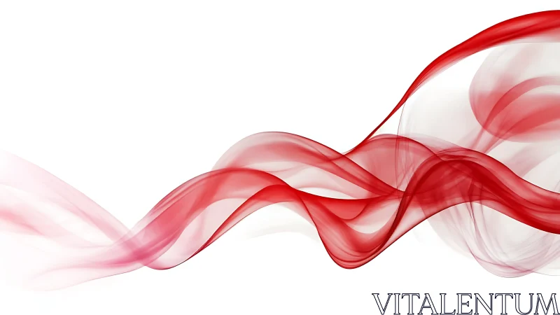 Crimson translucent waves flowing across clean white space.