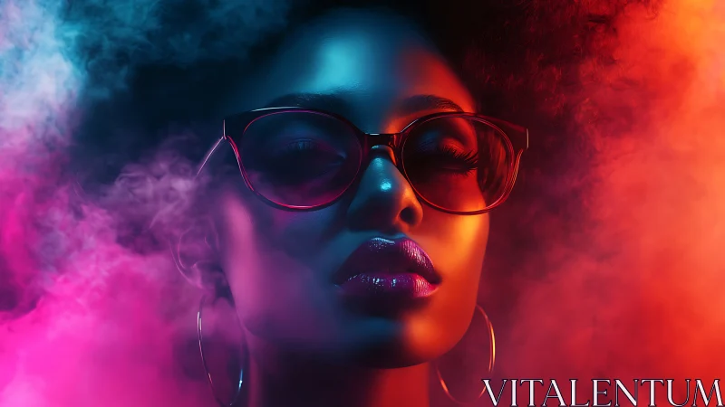 Chromatic vapor portrait with dual-gel neon rim lighting.