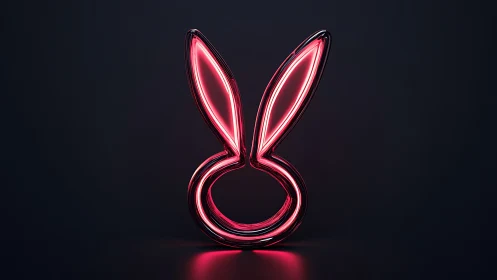 Glowing neon bunny ears casting playful light in the dark.