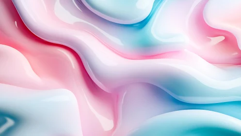 Soft glossy pastel fluid waves in layered abstract surface.