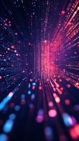 Glowing tunnel of neon light trails in a dreamy digital space.