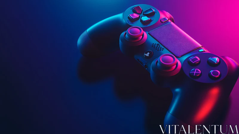 PlayStation DualSense Controller with Neon Cyan-Magenta Lighting