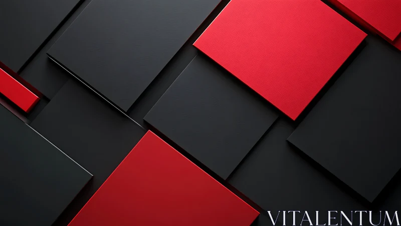 Red and black overlapping rectangles in clean geometric layout.