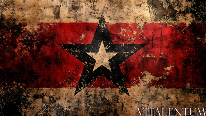 Weathered twin star emblem carves light through rusted dusk