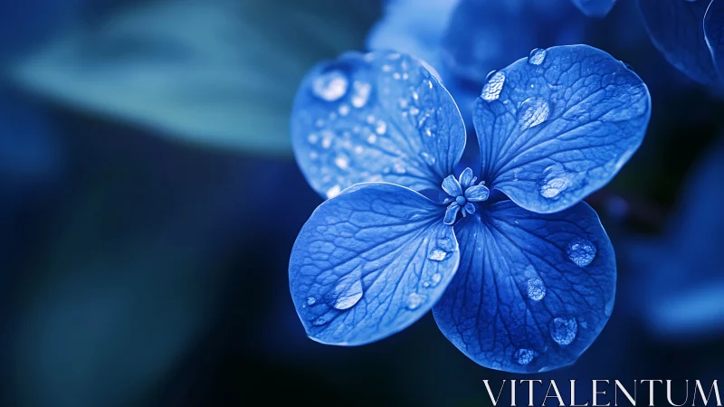 Blue Forget-Me-Not Flowers with Water Droplets.