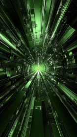 Cyberpunk data conduit with radial vanishing point perspective.