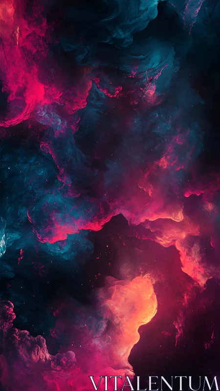 Vibrant cosmic nebula clouds swirl through deep space