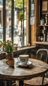 Latte steam curls into a slow morning at the window table